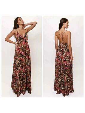 NWT Hutch Designs Romi Maxi Dress In Moody Vintage Tropical